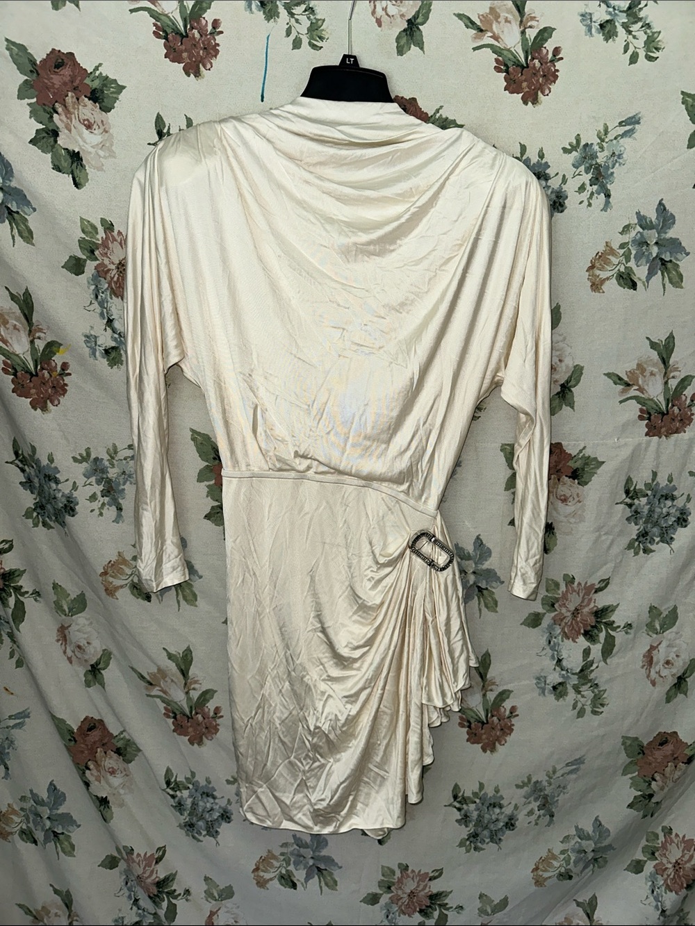 Marc Jacobs Ivory Draped Wrap Mini Dress with Buckle Detail